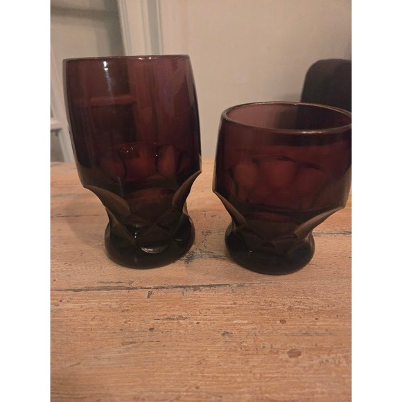 Other - Set 2 Viking Amethyst Purple Georgian Glasses Honeycomb 1 tall 1 short